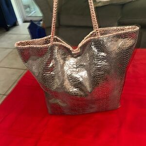 Carlos Falchi Gold Champagne Shimmer Lame’ Tote Bag